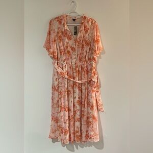 Torrid Midi Chiffon Ruffle Neck Pintuck Dress - NWT